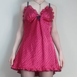 Heart Printed Satin Slip Dress & Robe Set